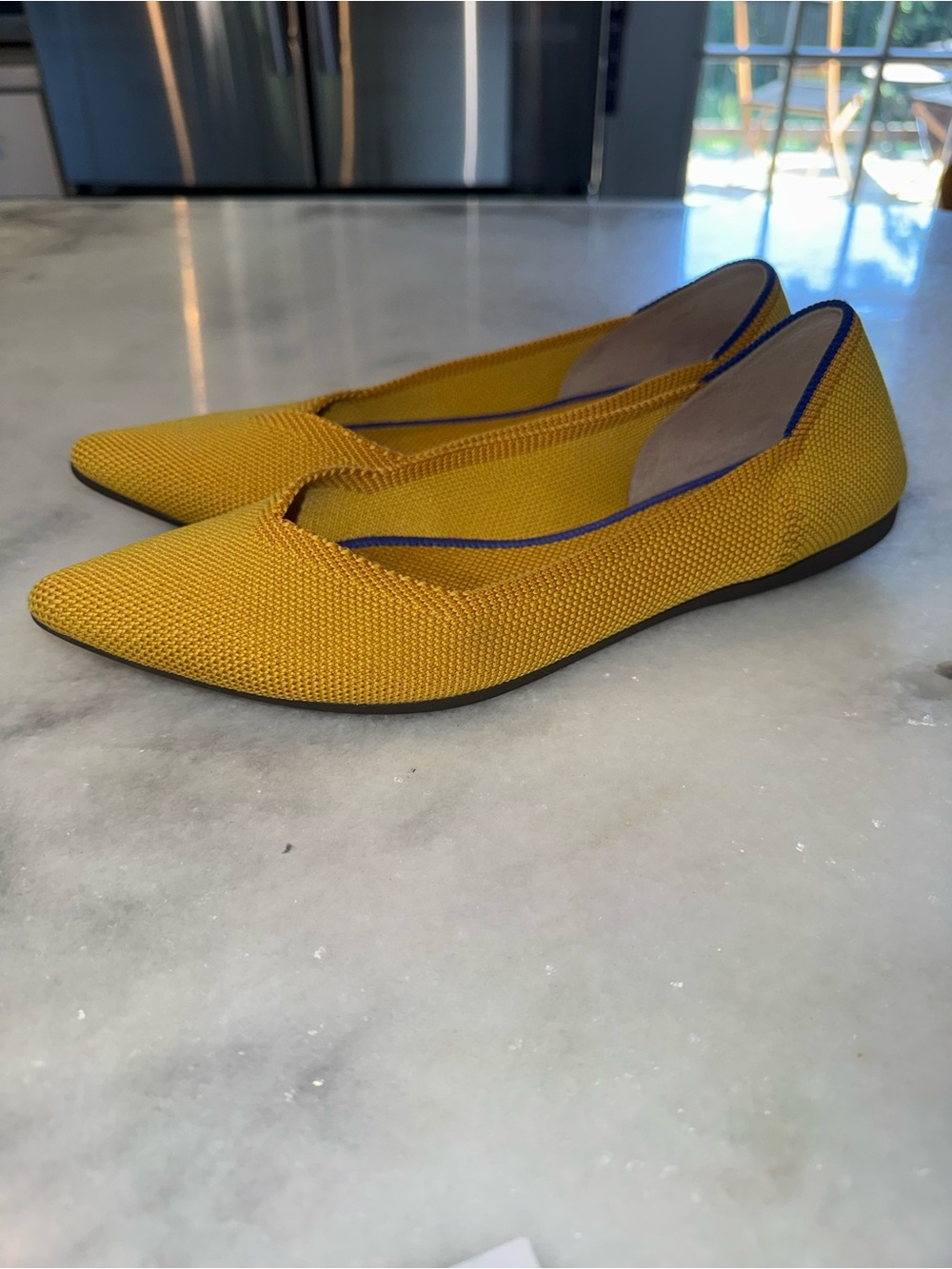 Rothy's Pointed Toe Flats-Washable Knit-Mustard Yellow-US Size 7